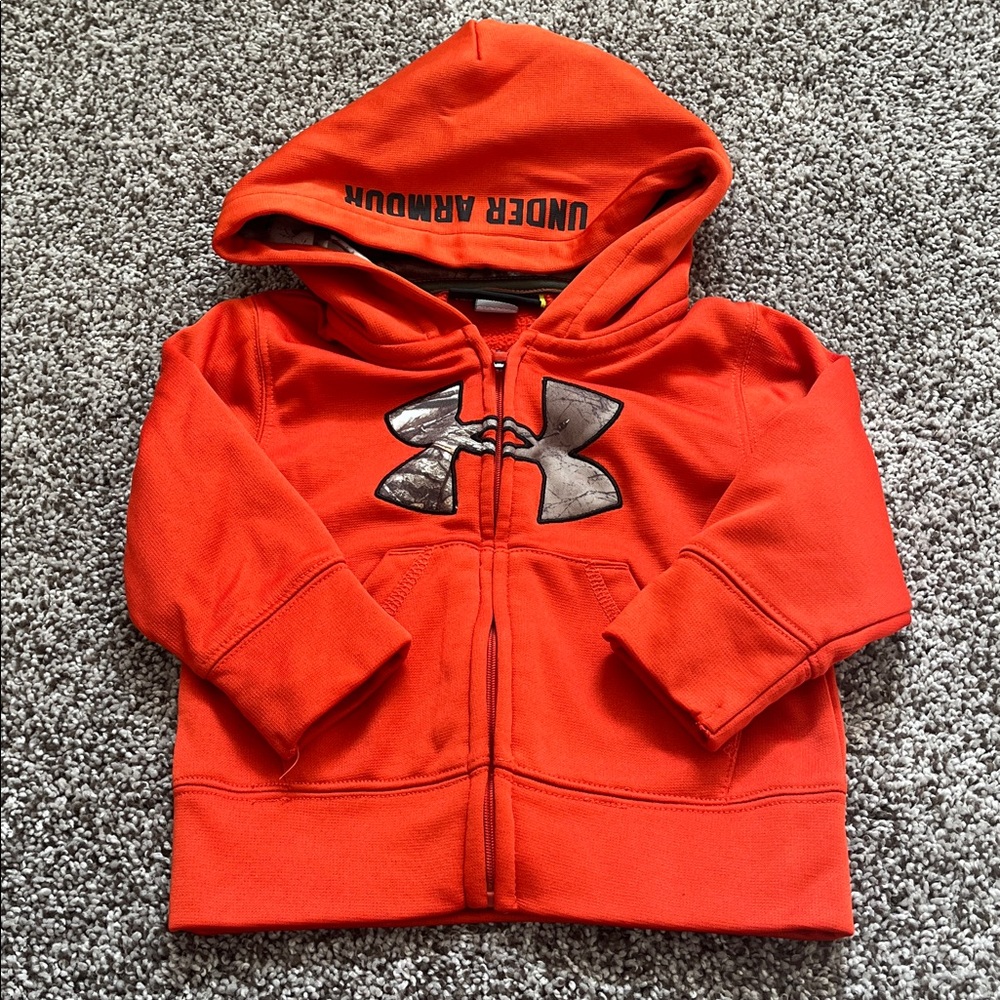 Under Armour Baby Boy Bright Orange Zip-Up Hoodie Size 12 Month